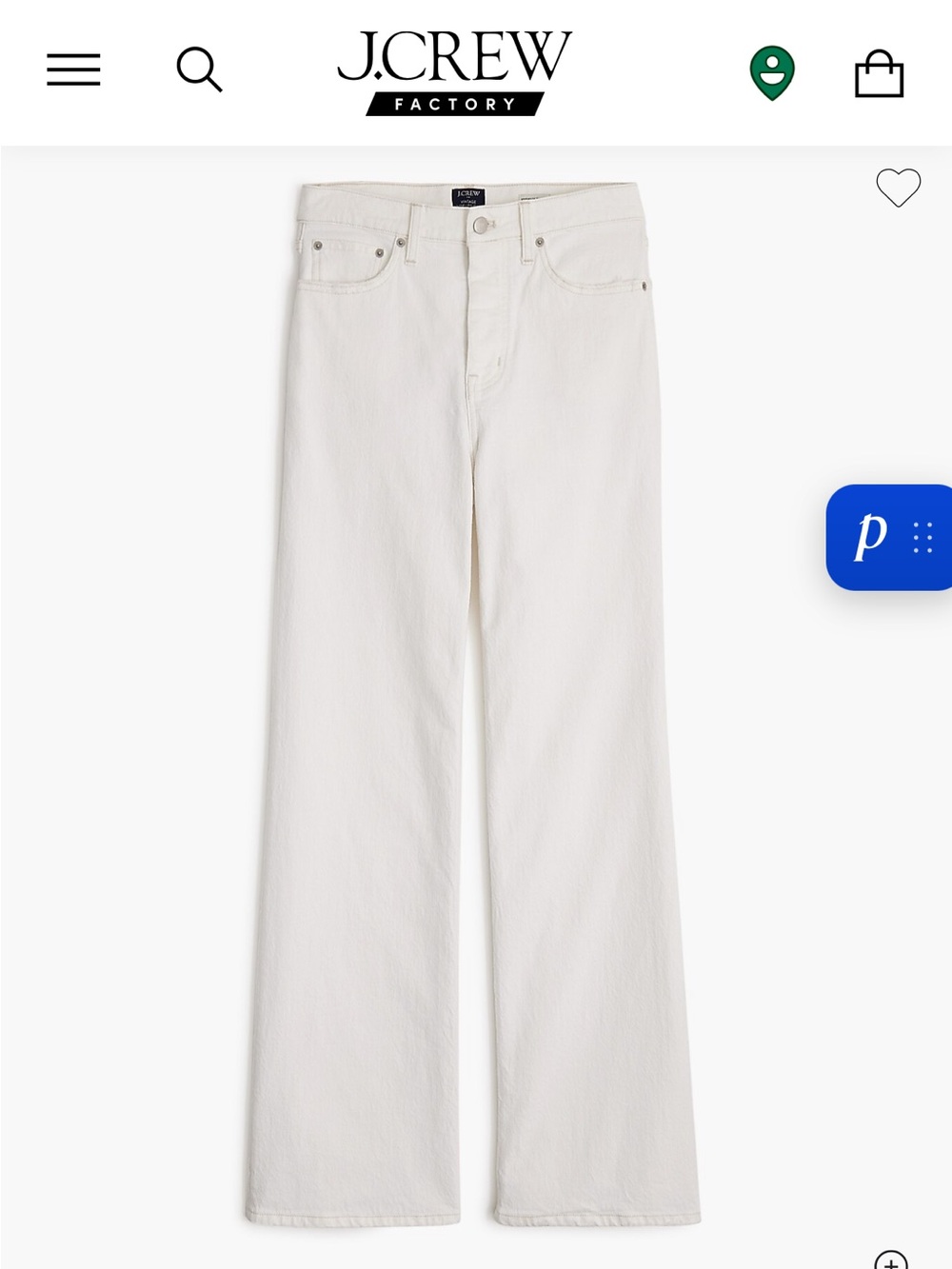 J. Crew Factory Wide-Leg Jeans in Off-White